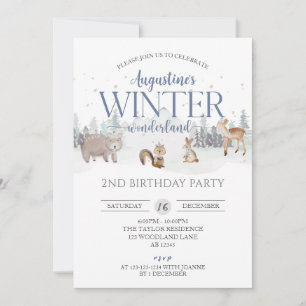 Invitation Blue Winter Wonderland Anniversaire, garçon 2e ann