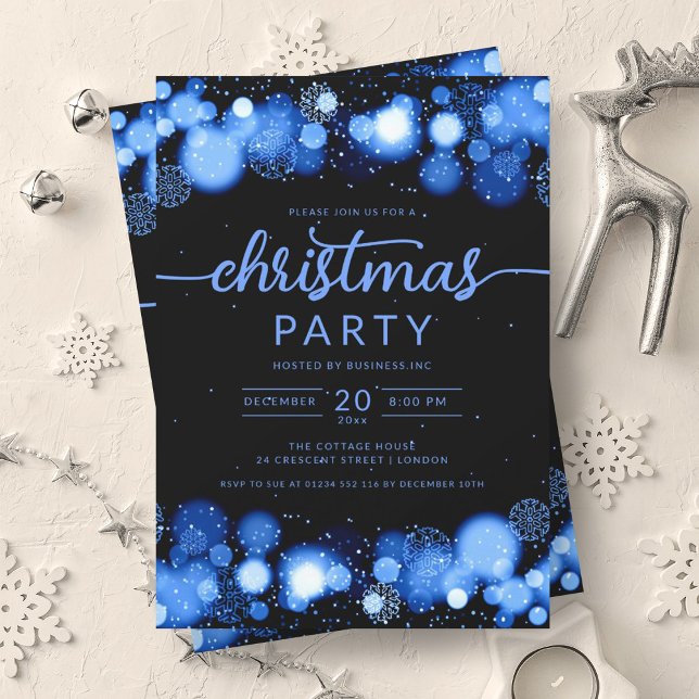 Invitation Blue Winter Wonderland Company Fête de Noël (Blue Winter Wonderland Company Christmas Party Invitation)