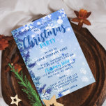 Invitation Blue Winter Wonderland Corporate Christmas Party<br><div class="desc">Conception personnalisée d'invitation de Noël d'entreprise avec des flocons de neige, la verdure d'hiver et des étoiles sur un dégradé bleu arrière - plan. Le texte est entièrement personnalisable. Pour le modifier, utilisez l'option Personnaliser. Pour d'autres modifications, telles que les modifications apportées à la police, à la couleur de police...</div>