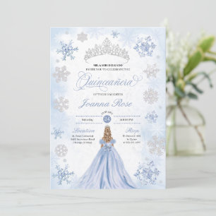 Invitation Blue Winter Wonderland Snowflake Quinceanera