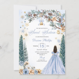 Invitation Blue Winter Wonderland Snowflake Sweet sixteen
