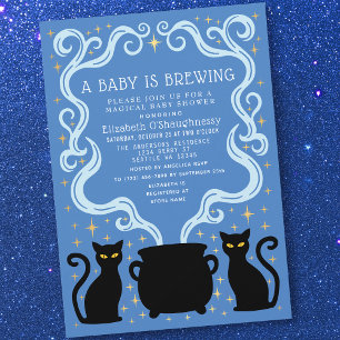 Invitation Blue Witchy Baby organise une Baby Shower pour un 