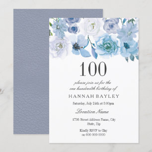 Invitation Blue Wonderland Grey Flower 100e anniversaire Invi