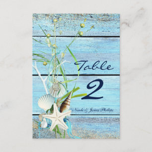 Invitation Blue Wood Beach Mariage tropical Numéro de la cart