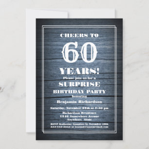 Invitation Blue Wood Surprise 60e anniversaire