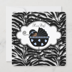 Invitation Blue Zebra Baby Boy Douche