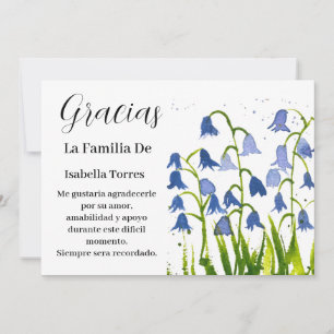 Invitation Bluebells Espagne Floral funérailles Merci de la m