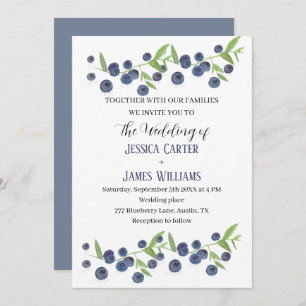 Invitation Blueberries Blueberry Fruit Mariage d'aquarelle