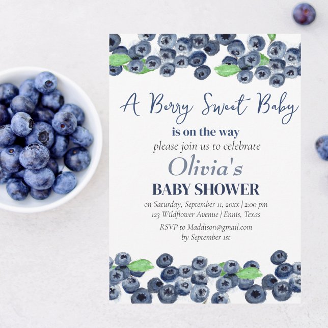Invitation Blueberries Fruit Berry Baby shower doux (Créateur téléchargé)