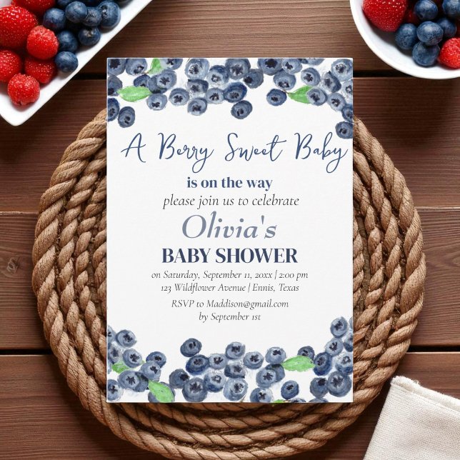 Invitation Blueberries Fruit Berry Baby shower doux (Créateur téléchargé)