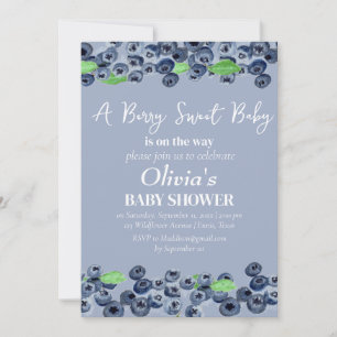 Invitation Blueberries Fruit Berry Baby shower doux