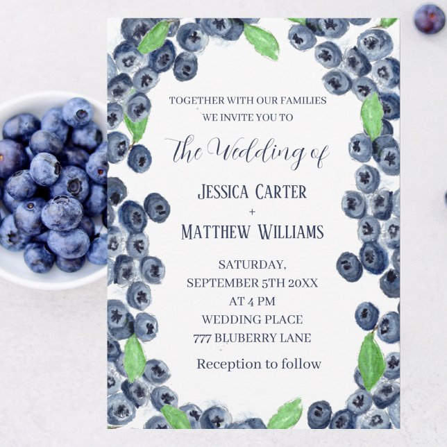 Invitation Blueberries Fruits Aquarelle Boho Mariage (Créateur téléchargé)