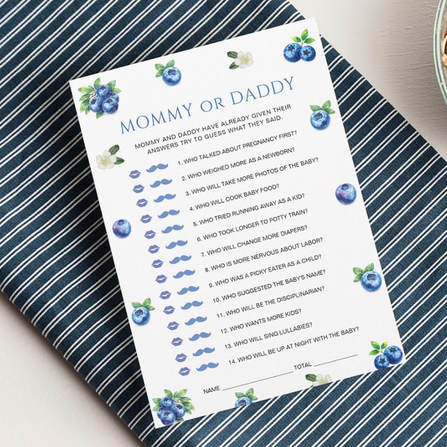 Invitation Blueberry Baby Shower Mommy or Daddy Game Card (Créateur téléchargé)