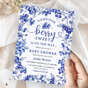 Invitation Blueberry Baby shower Navy Blue Boy Berry Sweet