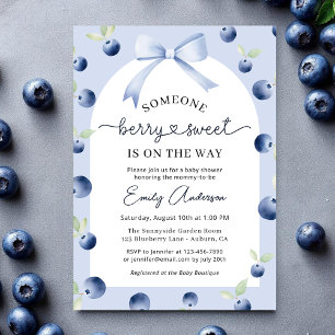 Invitation Blueberry Berry Sweet Croquette Bow Baby shower