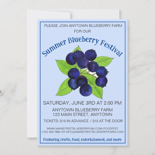 Invitation Blueberry Festival Maine Wild Blueberries Fair (Devant)