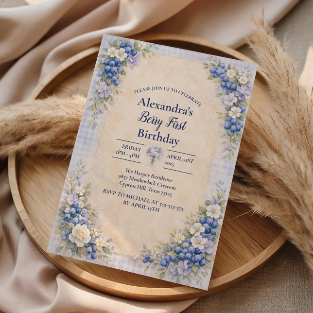 Invitation Blueberry Floral Storybook Berry 1st Birthday (Créateur téléchargé)