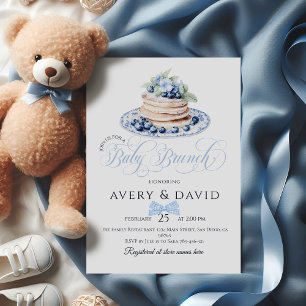 Invitation Blueberry Pancake Baby Brunch Baby shower Garçon