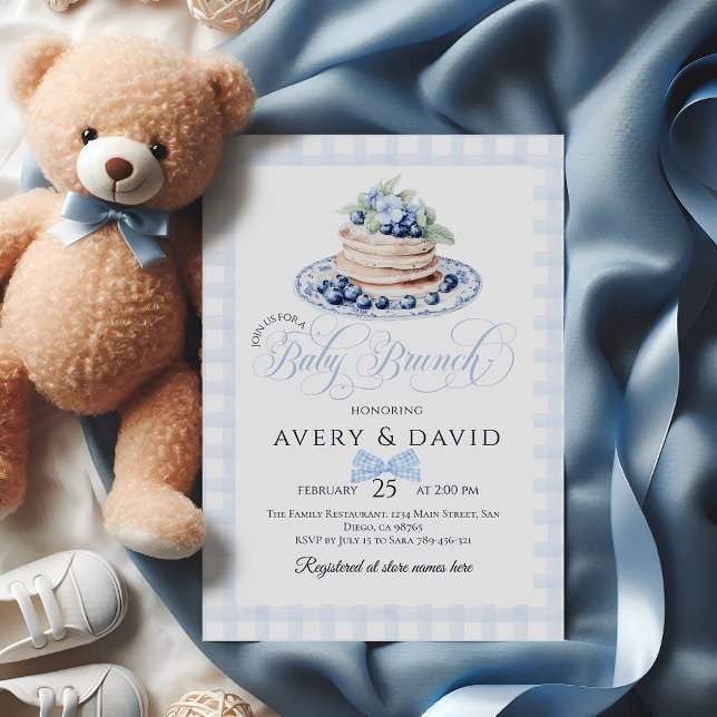 Invitation Blueberry Pancake Baby Brunch Baby shower Garçon (Créateur téléchargé)