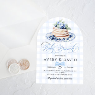 Invitation Blueberry Pancake Baby Brunch Baby shower Garçon