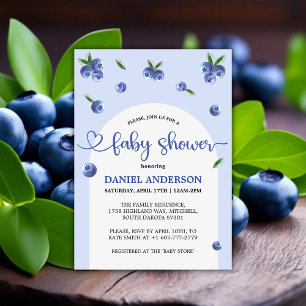 Invitation Blueberry Sweet Watercolor Baby shower garçon