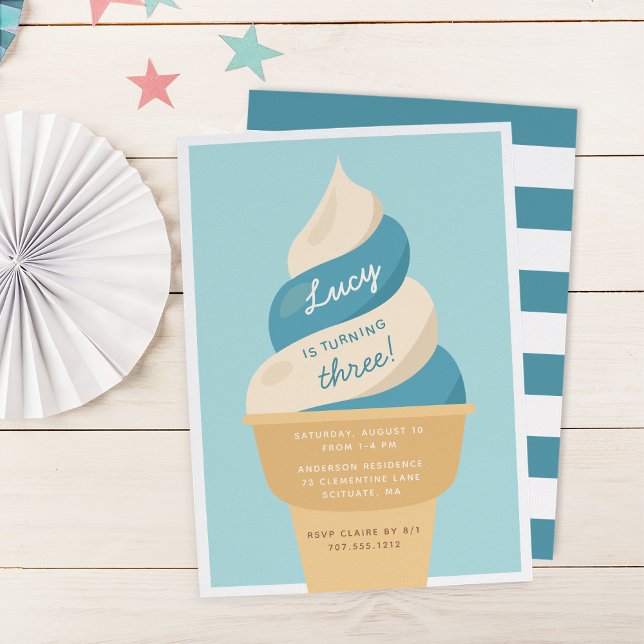 Invitation Blueberry Swirl Ice Cream Anniversaire de enfant P (Créateur téléchargé)