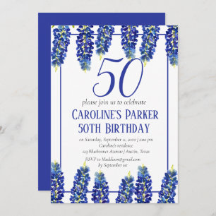 Invitation Bluebonnets 50e anniversaire Blue Floral Texas