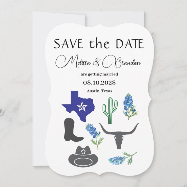 Invitation Bluebonnets Blue Floral Texas Rustic Mariage (Devant)