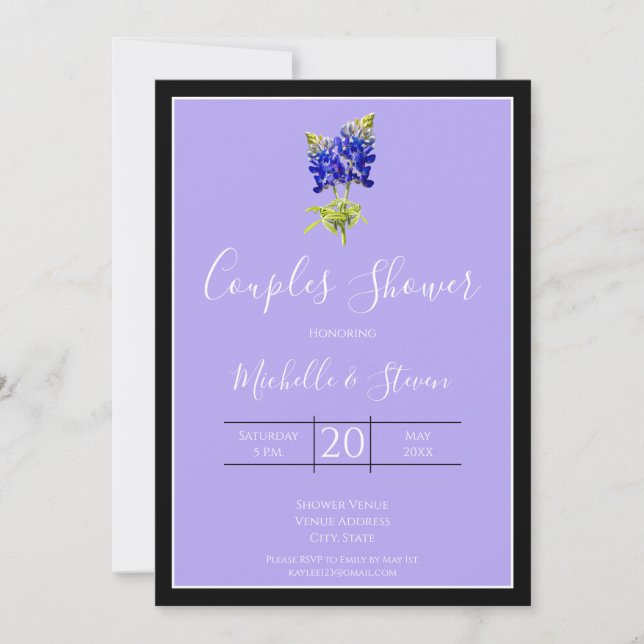 Invitation Bluebonnets du Texas sur la lavande, le printemps, (Devant)