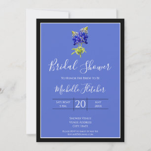 Invitation Bluebonnets du Texas sur le bleu, mariage du print