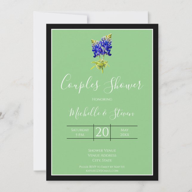 Invitation Bluebonnets du Texas sur Sage, Printemps, Couples (Devant)
