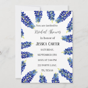 Invitation Bluebonnets Floral Aquarelle Boho Fête des mariées
