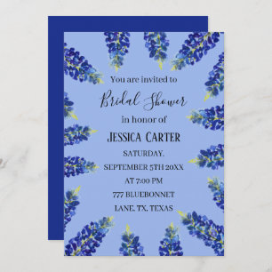 Invitation Bluebonnets Floral Aquarelle Boho Fête des mariées