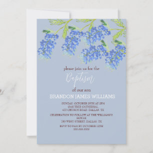 Invitation Bluebonnets Floral Or Dusty Croix Bleue Baptême
