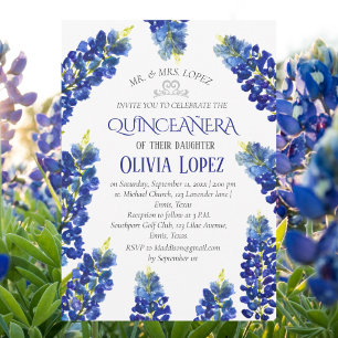 Invitation Bluebonnets modernes Quinceañera Floral 15 Anniver