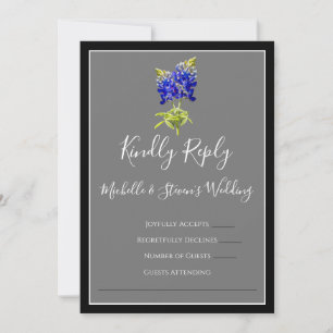 Invitation Bluebonnets texans sur gris foncé, RSVP printemps