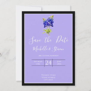 Invitation Bluebonnets texans sur Lavender Spring, Save Date