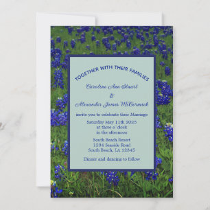 Invitation Bluebonnets Texas Blue Floral Mariage élégant