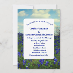 Invitation Bluebonnets Texas Blue Floral Mariage élégant