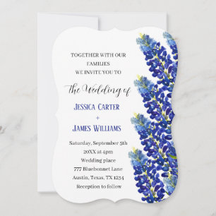 Invitation Bluebonnets Texas Blue Watercolor Mariage Floral