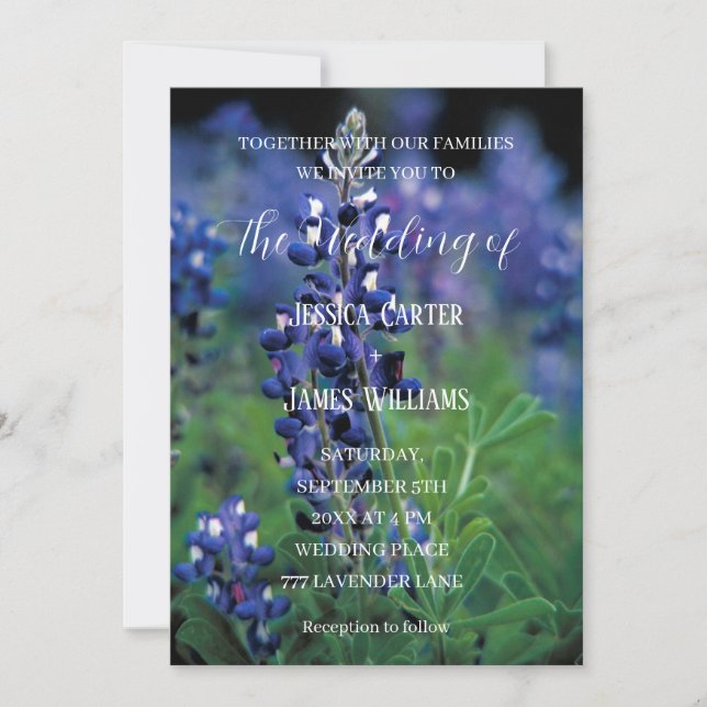 Invitation Bluebonnets Texas Flowers Fleur sauvage Mariage (Devant)