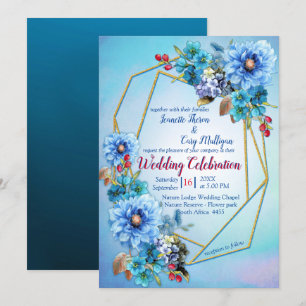 Invitation Blues de Cornflower en Mariage d'aquarelle
