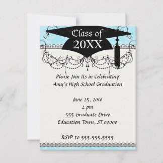 Invitation blues doux adorable damas