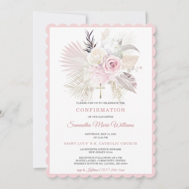 Invitation Blus de confirmation personnalisés pour filles (Devant)