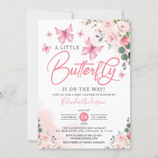 Invitation Blush A Little Butterfly est sur le Baby shower Wa