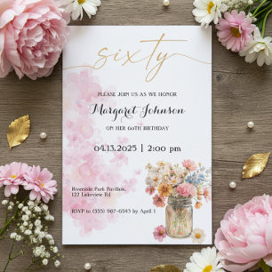 Invitation Blush and Gold Watercolor Birthday Celebration