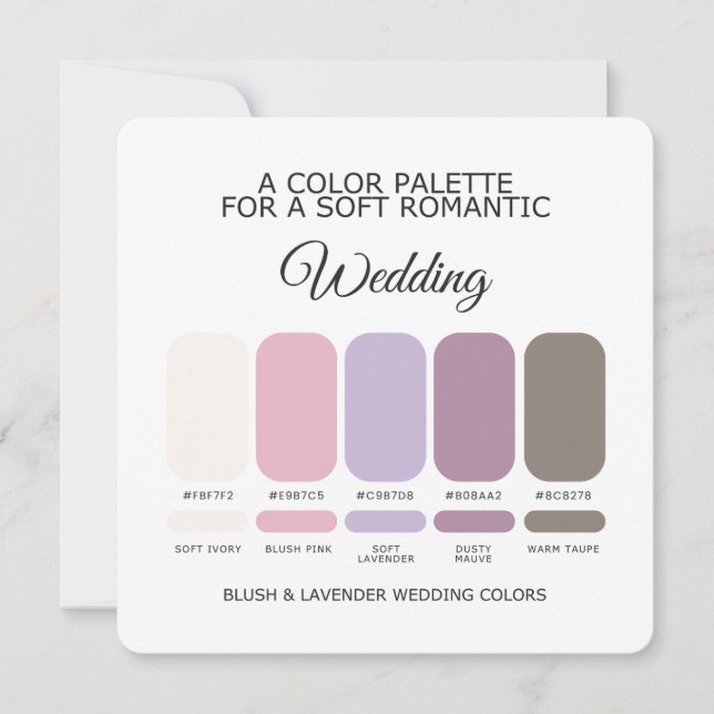 Invitation Blush and Lavender Wedding Color Palette Card (Devant)