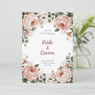 Invitation Blush aquarelle Pivoine Crème Rose Baby's Breath