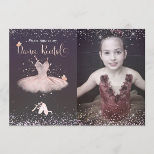 Invitation Blush Aquarelle Tutu et Papillons Récital de Danse