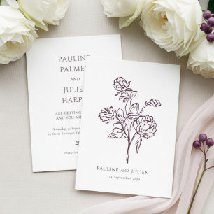 Invitation Blush Blanc & Bourgogne Élégant Mariage Floral
